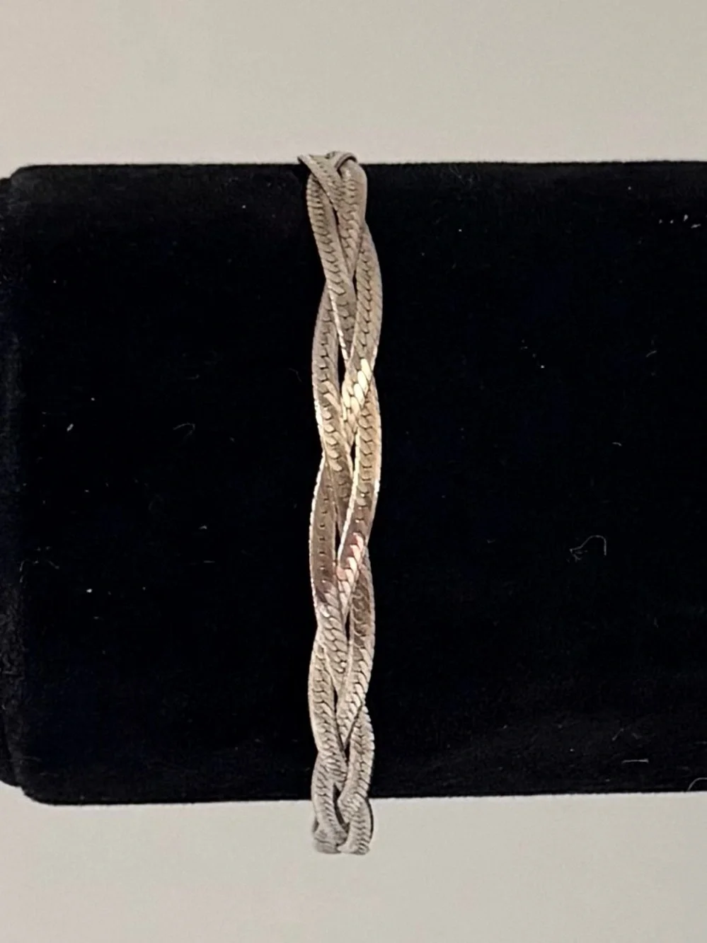 Vintage 925 Sterling Silver Braided Herringbone Rope Chain Bracelet, 7
